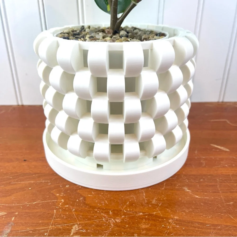 The Sinol 3D Printed Orchid Planter Pot with Drainage Tray, Modern Unique